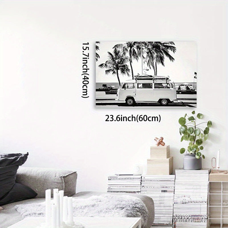 Wooden Framed VW Bus Painting