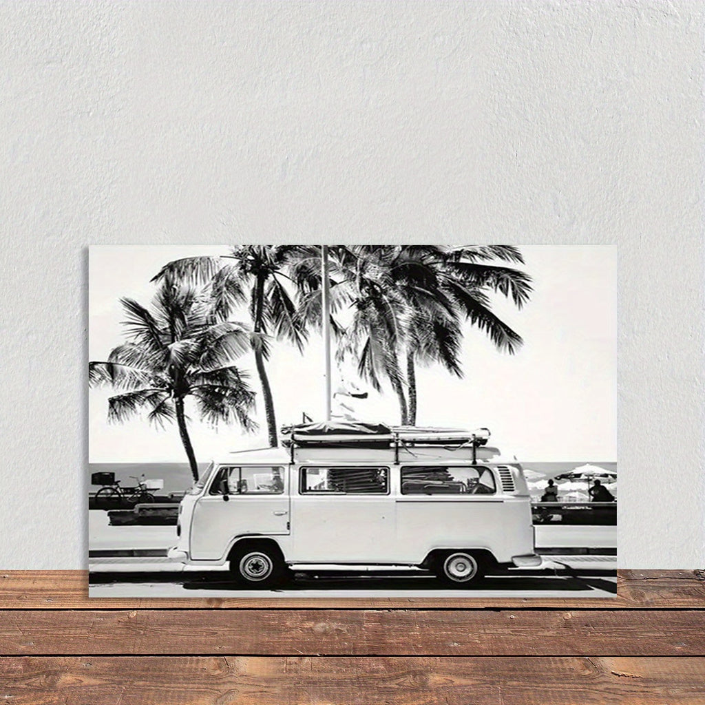 Wooden Framed VW Bus Painting