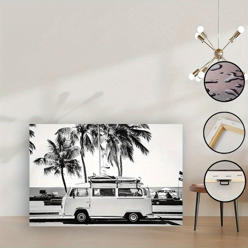 Wooden Framed VW Bus Painting