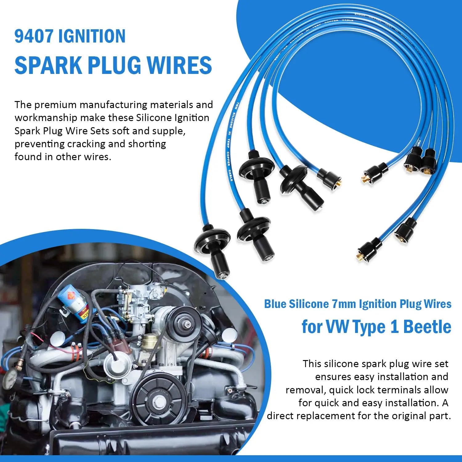 7mm Silicone Ignition Spark Plug Wires for VW