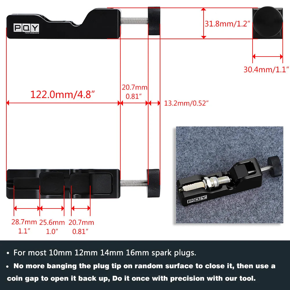 Universal Spark Plug Gap Tool Electrode Compresses 10mm 12mm 14mm 16mm