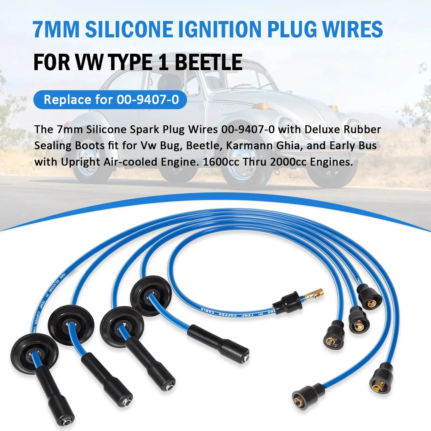 7mm Silicone Ignition Spark Plug Wires for VW