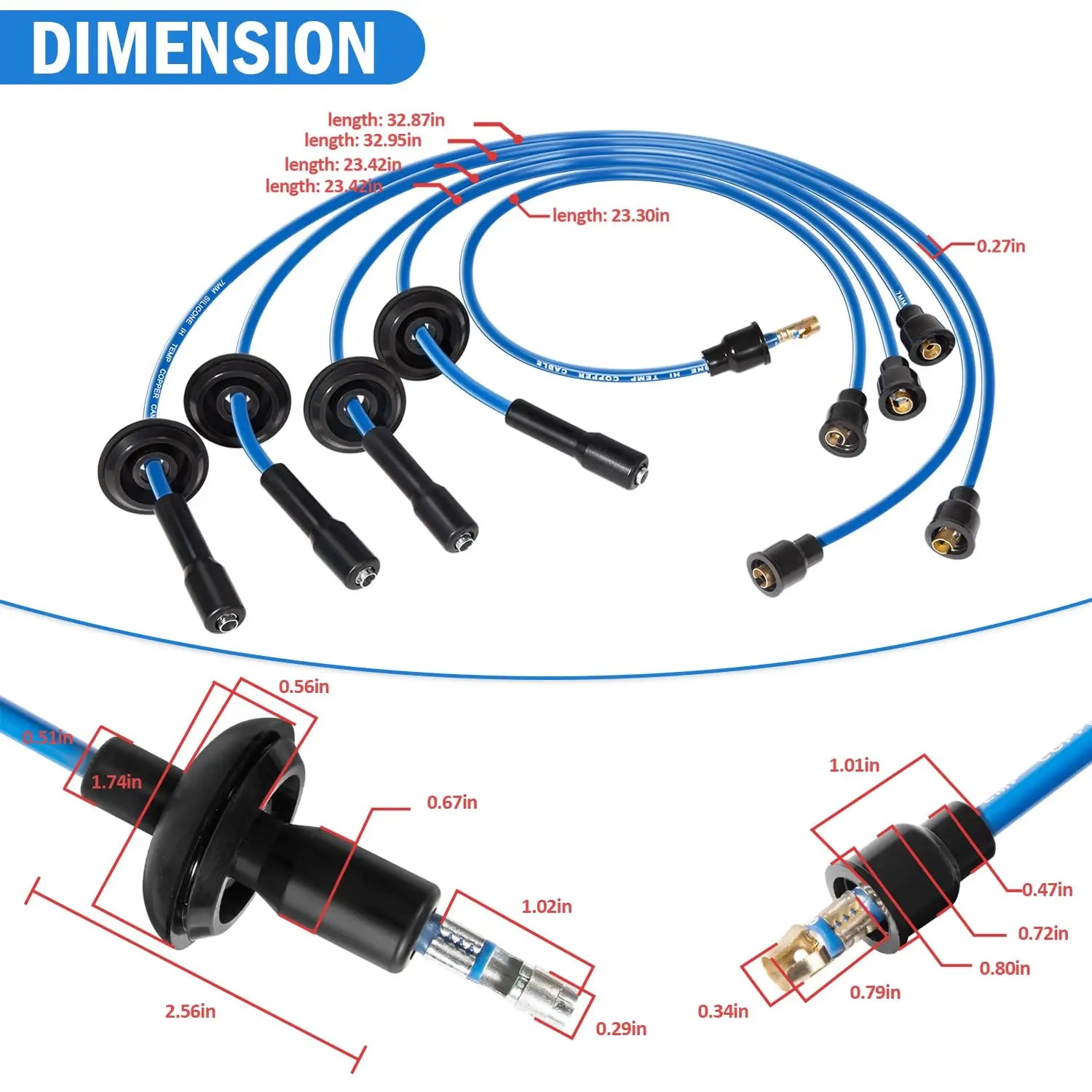 7mm Silicone Ignition Spark Plug Wires for VW