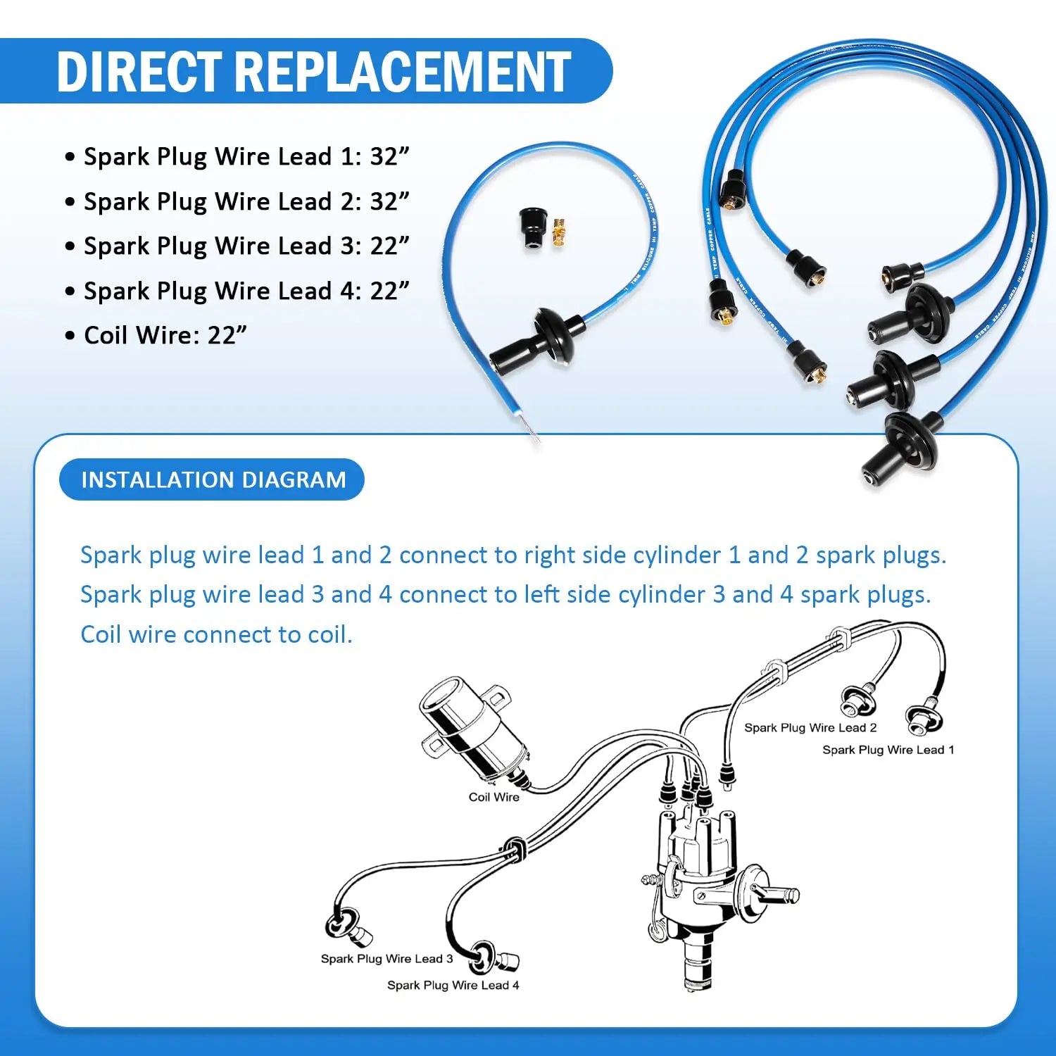 7mm Silicone Ignition Spark Plug Wires for VW