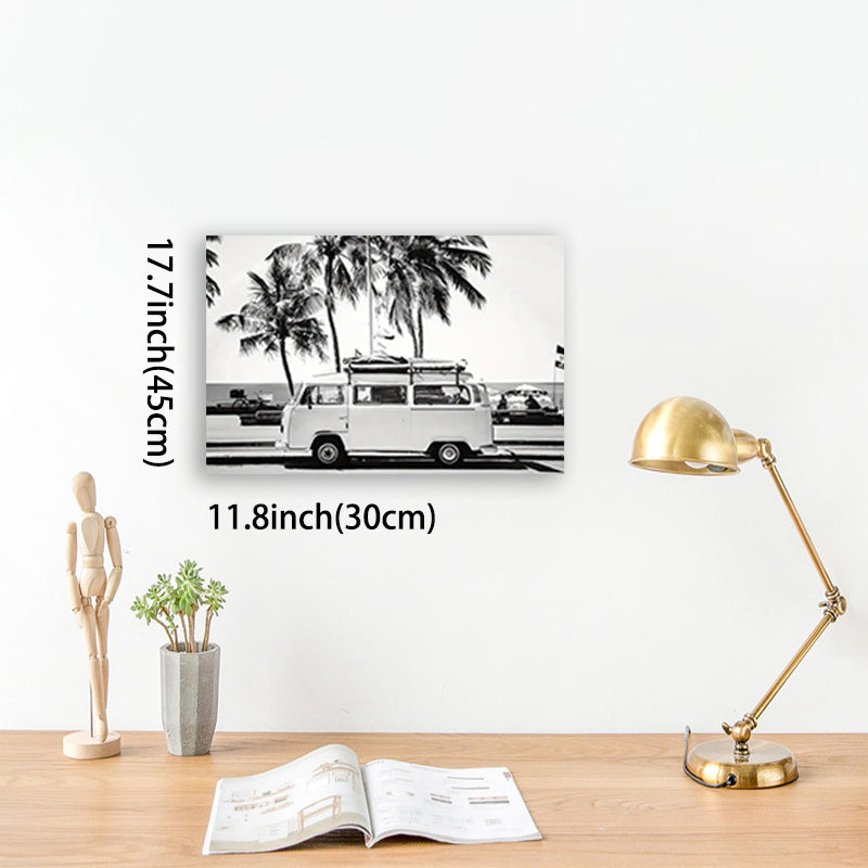 Wooden Framed VW Bus Painting