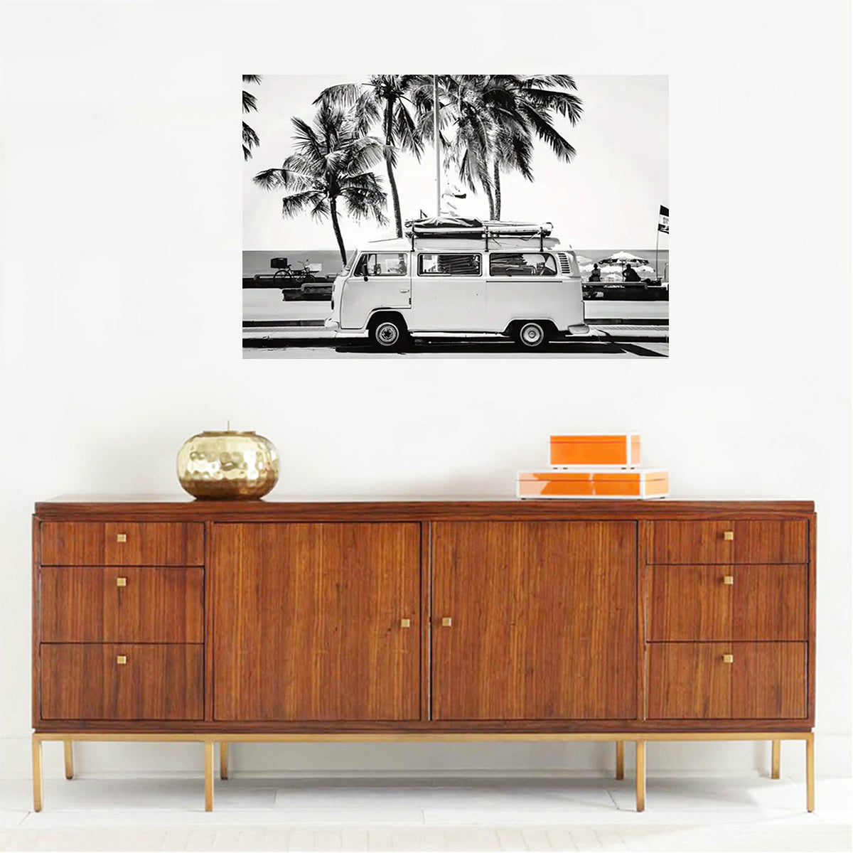 Wooden Framed VW Bus Painting
