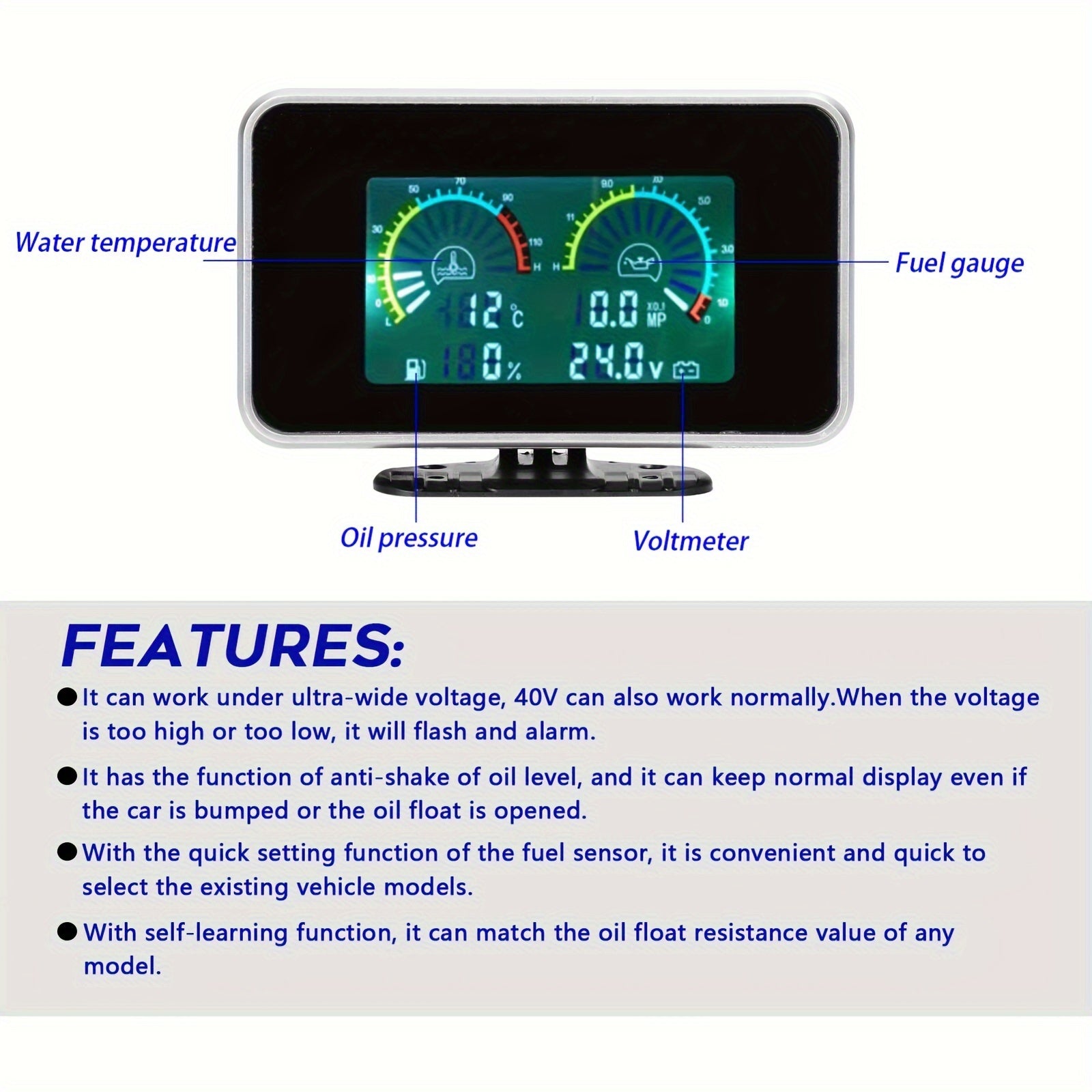 4-in-1 Digital Car Dashboard Gauge