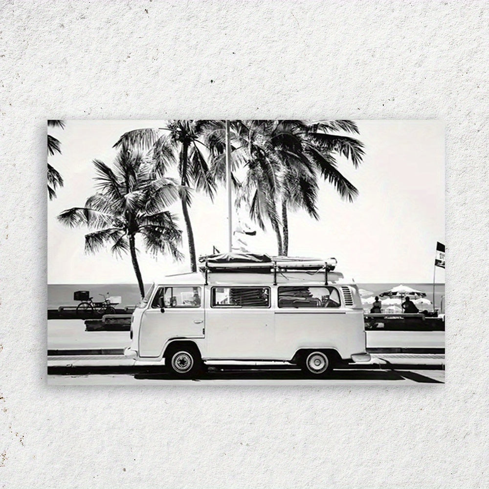 Wooden Framed VW Bus Painting