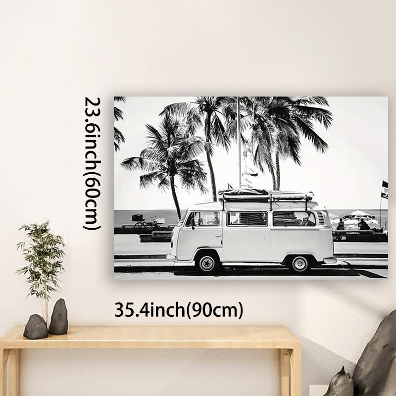 Wooden Framed VW Bus Painting
