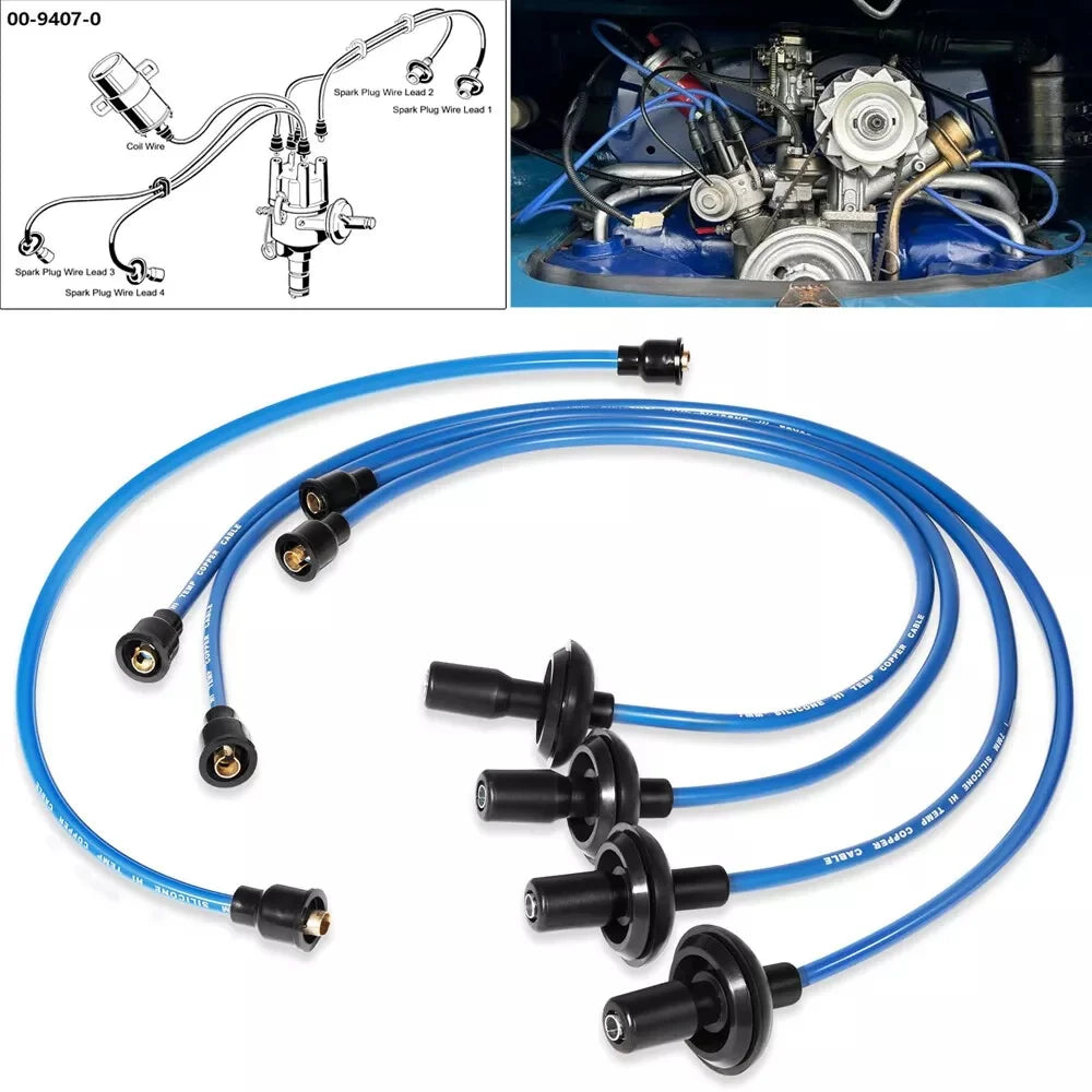 blue silicon 7mm high performance ignition sparkplug  wires 